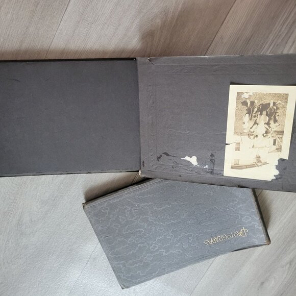 Vintage Photograph Album Set Of 2 With Textured Covers & Ribbon Ties - Picture 4 of 13
